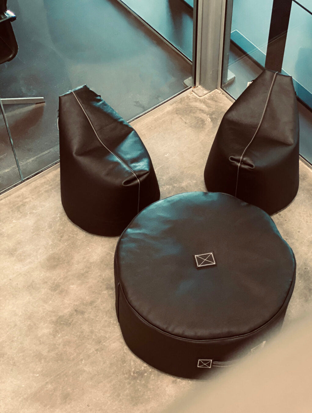 Tiny Moon Leather Pouf